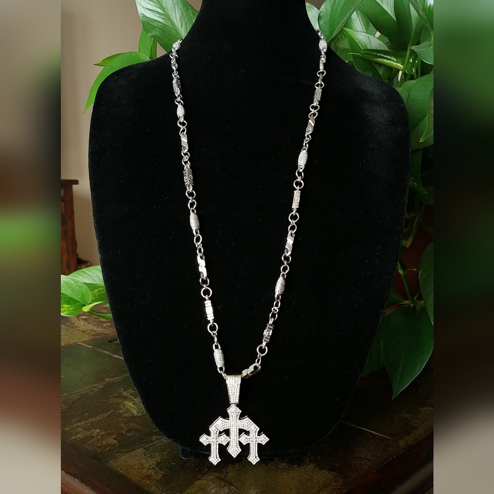 Triple Cross Pendant Necklace